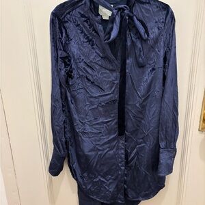 Anthropologie Maeve Blue Velvet Blouse